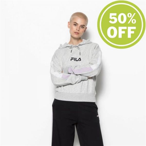 Fila Riva Hoodie Comfy Hoodie Light Women's Sweatshirts - Light Grey,NZ 587-43708